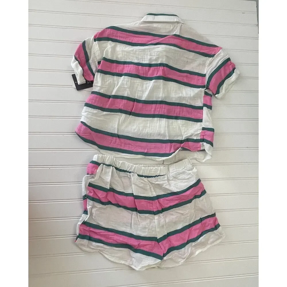NWT Grayson Threads Striped Cotton Lightweight Top Shorts Set‎ Girls Large 10/12